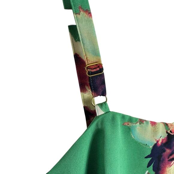 CAbi Green Floral Bloom 3264 Lightweight Adjustable Strap Ruffled Tank Blouse M - Picture 4 of 6